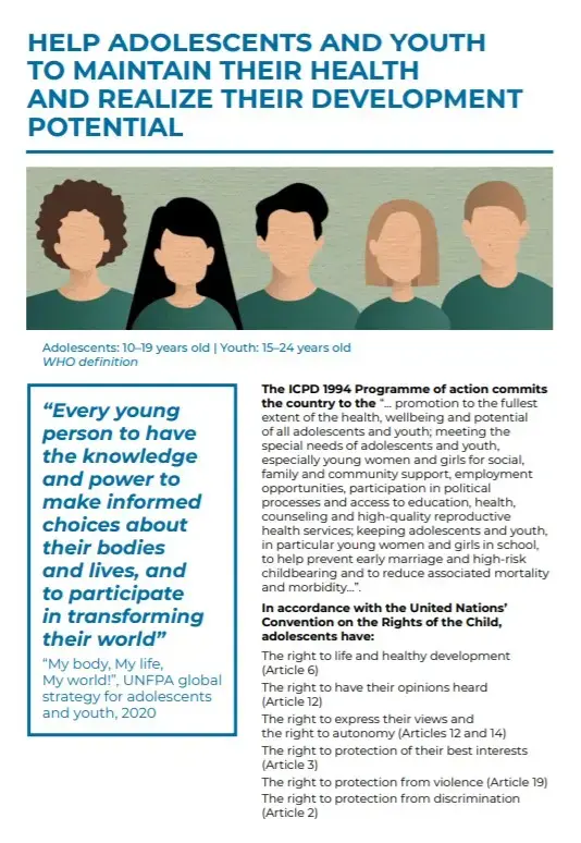 Policy Paper on help adolescents and youth to maintain their health and realize their development potential