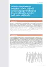 A summary of the sociological survey on the status of reproductive health of adolescents and young people aged 15-19, their sexual behaviour and access to reproductive health services and information 